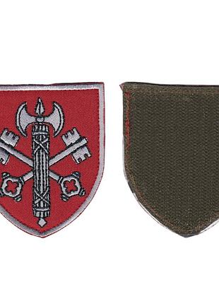 Шеврон військовий / армійський, всп 307 дисциплінарний батальйон, на червоному зсу. 8 см * 7 см