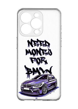 Прозрачный чехол с защитой камеры на iphone 15 pro max :: хочу бмв (принт 386)