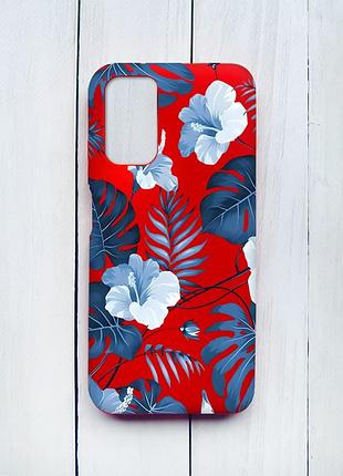 Матовый чехол на xiaomi redmi 9t красный :: тропики (принт 373)