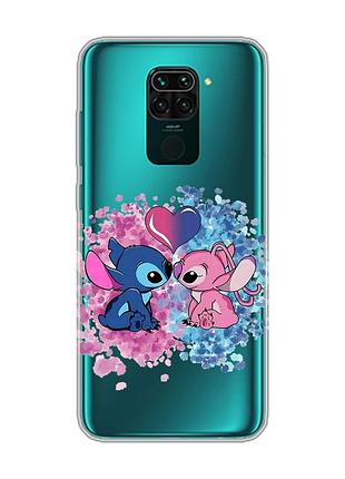 Прозорий чохол на xiaomi redmi note 9 стіч і ангел (принт 391)