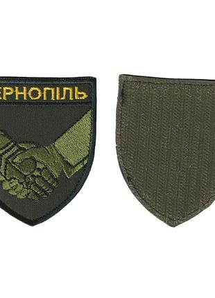 Шеврон военный / армейский,на щите эвакуация павших, оливка, 8 см * 7 см