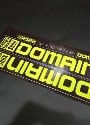 Желтые наклейки на вилку перья рокшок рок шок rock shox велосипеда domain думаин домаин думан думайн домайн