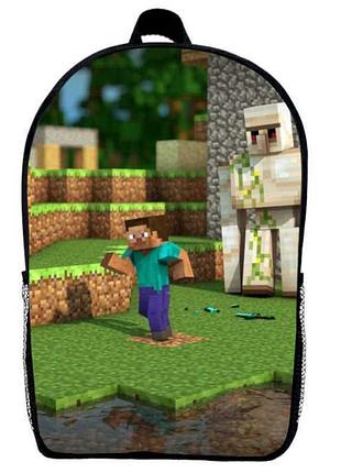 Рюкзак майнкрафт minecraft (school gear bag м013) черный, 39 х 27 х 14 см