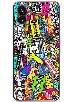 Чехол силиконовый с картинкой на nothing phone (2) (цветные наклейки)