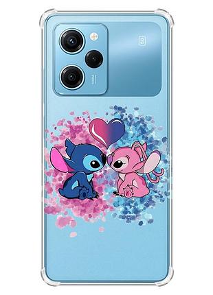 Чехол с утолщенными углами на xiaomi redmi note 12 pro speed 5g стич и ангел (принт 391)