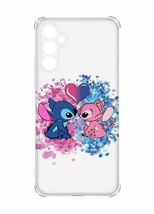 Чехол с утолщёнными углами на samsung galaxy a34 5g стич и ангел (принт 391)