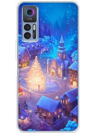 Чехол силиконовый с картинкой на tcl 30 (новогодний)