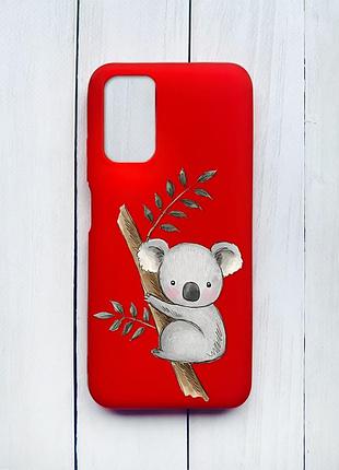 Матовый чехол на xiaomi redmi 9t красный коала (принт 132)