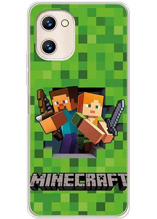 Чехол силиконовый с картинкой на umidigi g1 (майнкрафт, minecraft)