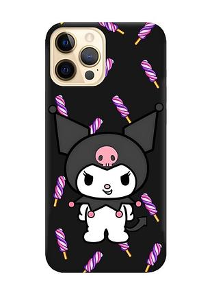 Матовый черный чехол на apple iphone 12 pro max куроми (принт 390)