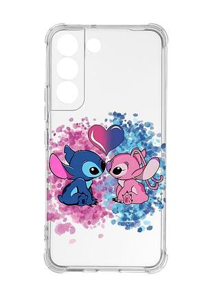 Чохол із потовщеними кутами на samsung galaxy s22 стіч і ангел (принт 391)