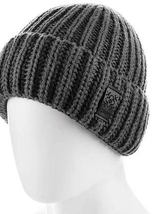 Шапка на флисе с отворотом zolly one size серая н234