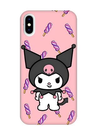 Матовий рожевий чохол на iphone x/xs куромі (принт 390)