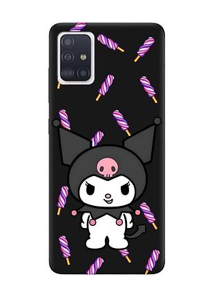 Матовый черный чехол на samsung galaxy a71 / a715 куроми (принт 390)