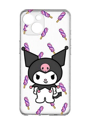 Прозрачный чехол с защитой камер на iphone 15 куроми (принт 390)