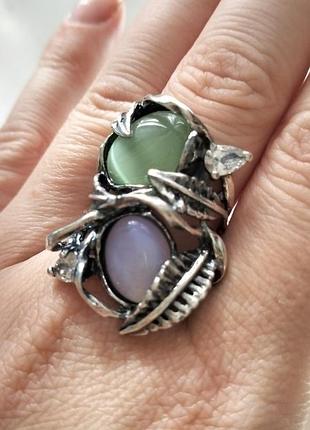 Серебряное кольцо сафьян с зеленым улекситом