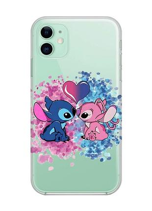 Прозорий чохол на apple iphone 11 (6,1) стіч і ангел (принт 391)