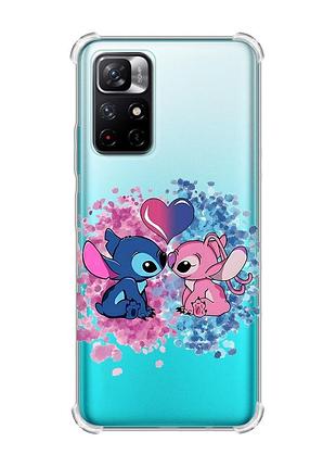Чохол з потовщеними кутами на xiaomi redmi note 11 4g стіч і ангел (принт 391)