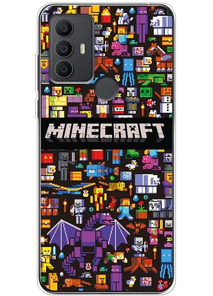 Чехол силиконовый с картинкой на tcl 30e (майнкрафт, minecraft)