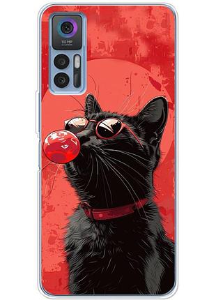 Чехол силиконовый с картинкой на tcl 30 (стильный котик)