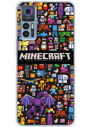 Чехол силиконовый с картинкой на tcl 30 (майнкрафт, minecraft)