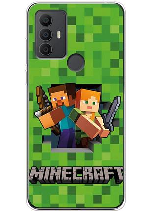 Чехол силиконовый с картинкой на tcl 30 se (майнкрафт, minecraft)
