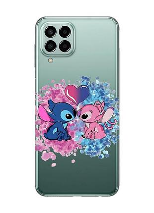 Прозорий чохол на samsung galaxy m33 5g стіч і ангел (принт 391)