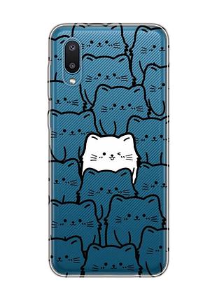 Прозрачный чехол на samsung galaxy a02/a022 (2021) котики (принт 392)