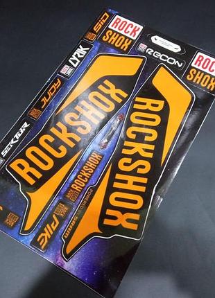 Жовтогаряча наклейки на вилку пір'я рок-шок шок rock shox велосипеда рекон recon клюшка з квадратами джуді лірик сид люрик сектор