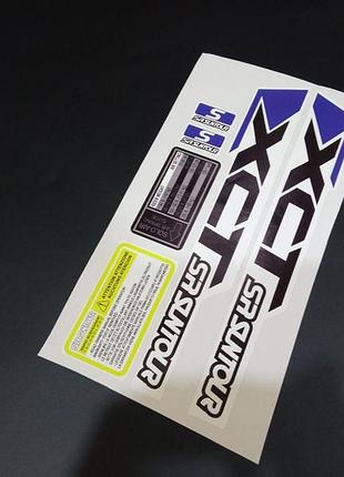 Сині з білим наклейки на вилку пір'я сантоур сантур suntour sr xct велосипеда штани