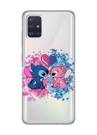 Прозорий чохол на samsung galaxy a71/a715 стіч і ангел (принт 391)