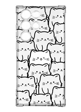 Чехол с утолщёнными углами на samsung galaxy s23 ultra котики (принт 392)