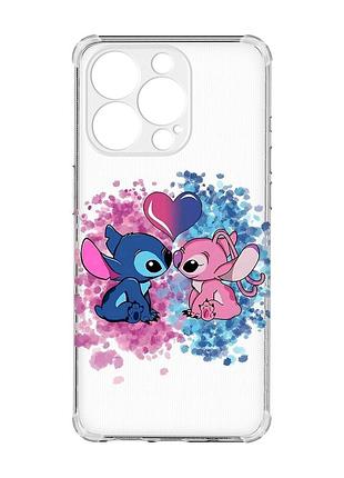 Чохол із потовщеними кутами на iphone 15 pro стіч і ангел (принт 391)