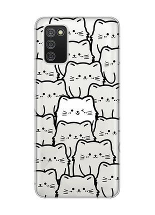 Прозрачный чехол для samsung galaxy a02s котики (принт 392)