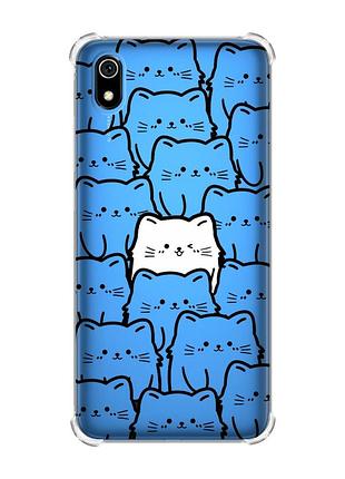 Чехол с утолщенными углами для xiaomi redmi 7a котики (принт 392)