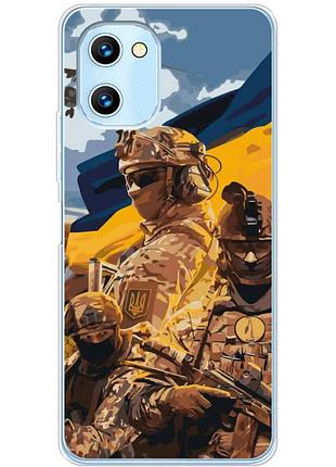 Чехол силиконовый с картинкой на umidigi c1 max (патриотический, воины всу)