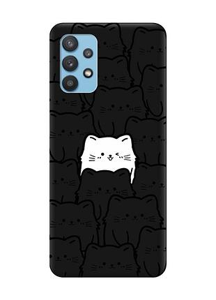 Матовий чорний чохол на samsung galaxy a32 котики (принт 392)