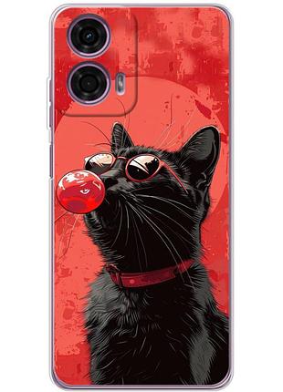Чехол силиконовый с картинкой на motorola g24 power (стильный котик)