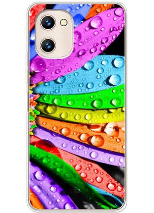 Чехол силиконовый с картинкой на umidigi g1 (цветные листья)