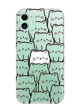 Прозрачный чехол на apple iphone 11 (6,1) котики (принт 392)