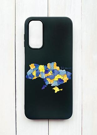 Матовый чехол на samsung galaxy a14 5g черный карта украины (принт 261)