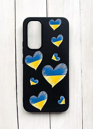 Матовый чехол на samsung galaxy a54 5g (a546) черный сердечка. украина (принт 258)