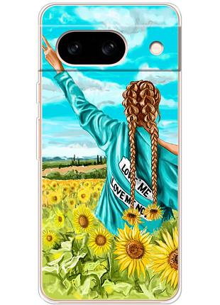 Чехол силиконовый с картинкой на google pixel 8a (патриотический, девушка украинка)