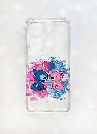 Чохол з потовщеними кутами на xiaomi redmi note 13 pro 4g стіч і ангел (принт 391)