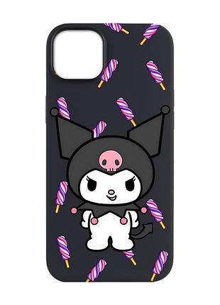 Матовый черный чехол на apple iphone 14 plus куроми (принт 390)