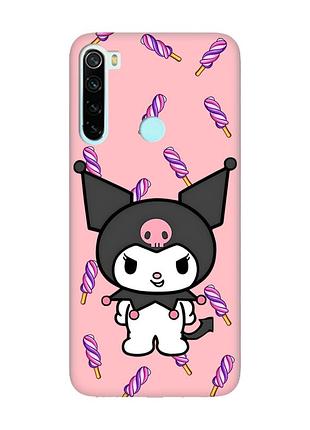 Матовый розовый чехол на xiaomi redmi note 8 куроми (принт 390)