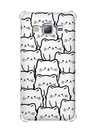 Чехол с утолщенными углами на samsung galaxy j3(2016) j310 котики (принт 392)