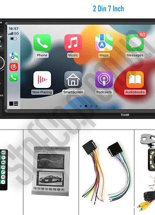 Carplay apple магнитола 7018b 2din android bluetooth fm usb apple android auto aux + камера +камера