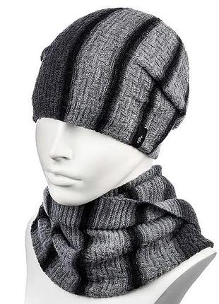 Комплект шапка и снуд шерсть hattson one size черный sh65