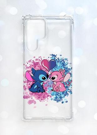 Чохол з потовщеними кутами на samsung galaxy s22 ultra стіч і ангел (принт 391)
